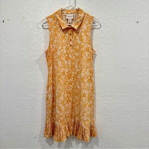 Laura Ashley Floral Sleeveless Mini Dress Womens Large Orange White Athleisure